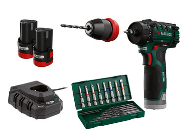 PARKSIDE® Aku vrtací šroubovák PBSA 12 D4, 2x 2 Ah
