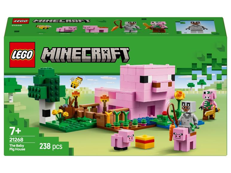 Lego Minecraft sada s domkem pro prasátka, prasátky a vlkem