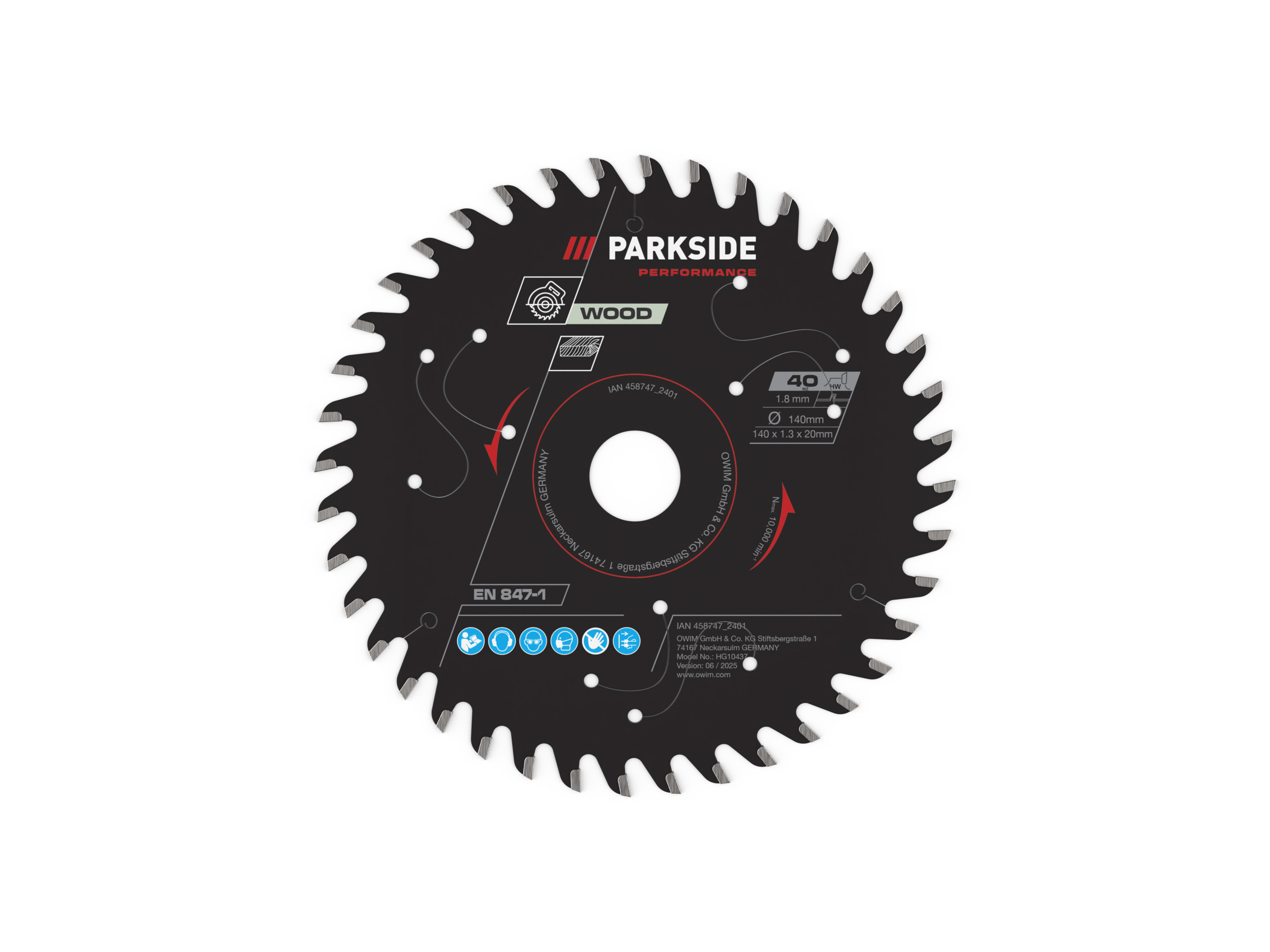 Parkside Performance® Pilový kotouč pro okružní pily, Ø 140 mm (Dřevo/40 zubů)