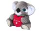 Šedý plyšový koala s červeným srdcem s nápisem „Love“
