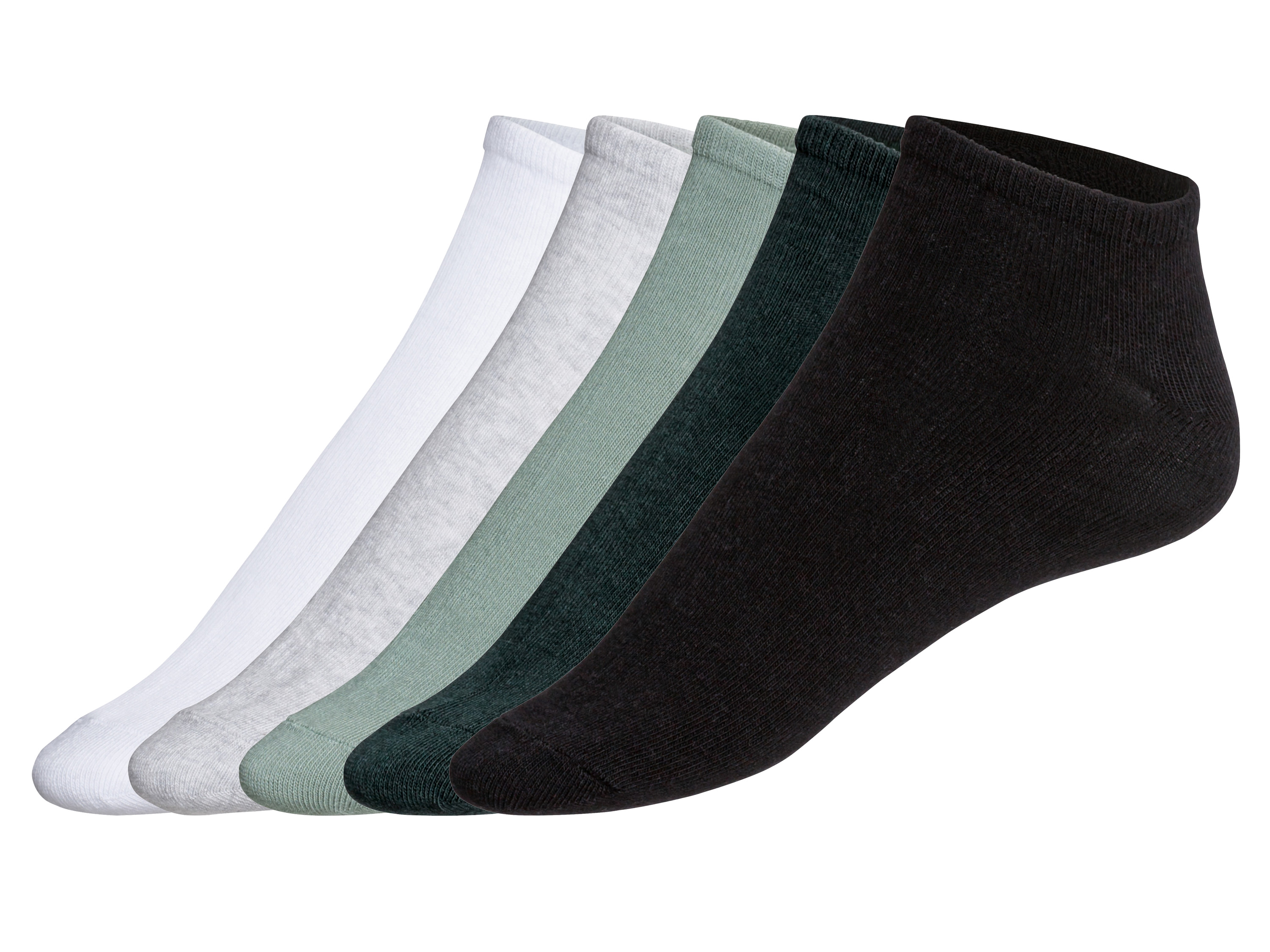 Livergy® Pánské kotníkové ponožky, 5 párů (zelená/šedá/bílá/černá, 43-46)