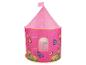 Růžový stan s motýly a květinami ve tvaru domku pro děti