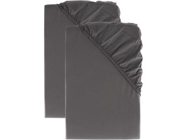 Sada perkálových napínacích prostěradel, 90-100 x 200 cm, antracitová, 2dílná