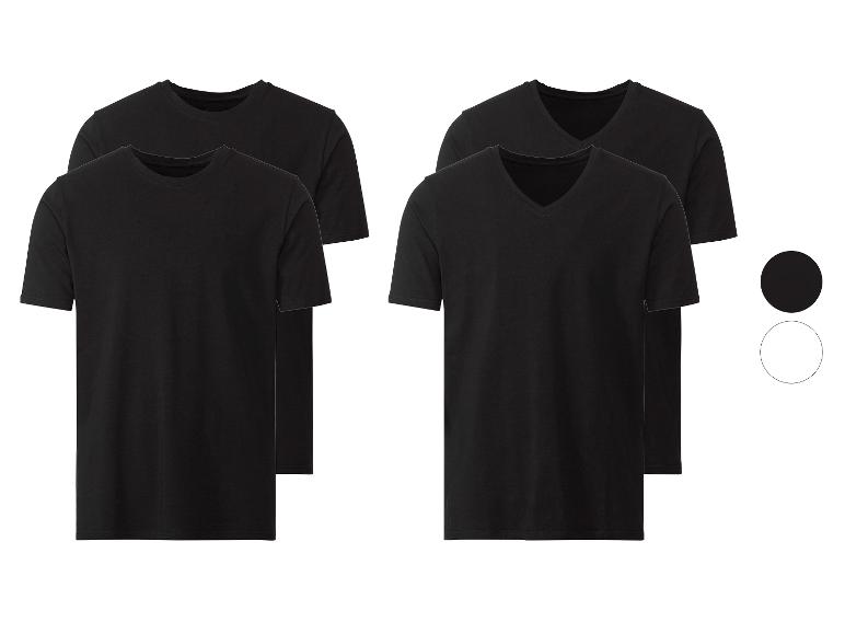 Sada černých triček s krátkým rukávem, kulatým a výstřihem do V.
