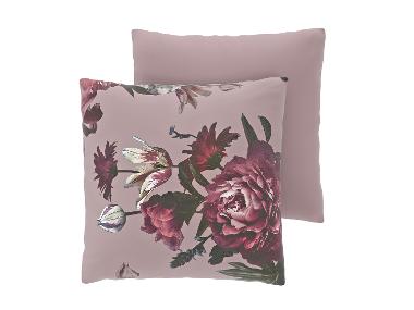 Potah na polštář z mikrovláknitého saténu, 50 x 60 cm, 2 kusy (květiny/růžová)