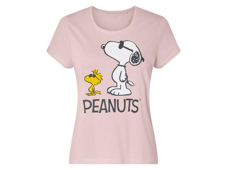 Růžové tričko Peanuts se Snoopym a Woodstockem.