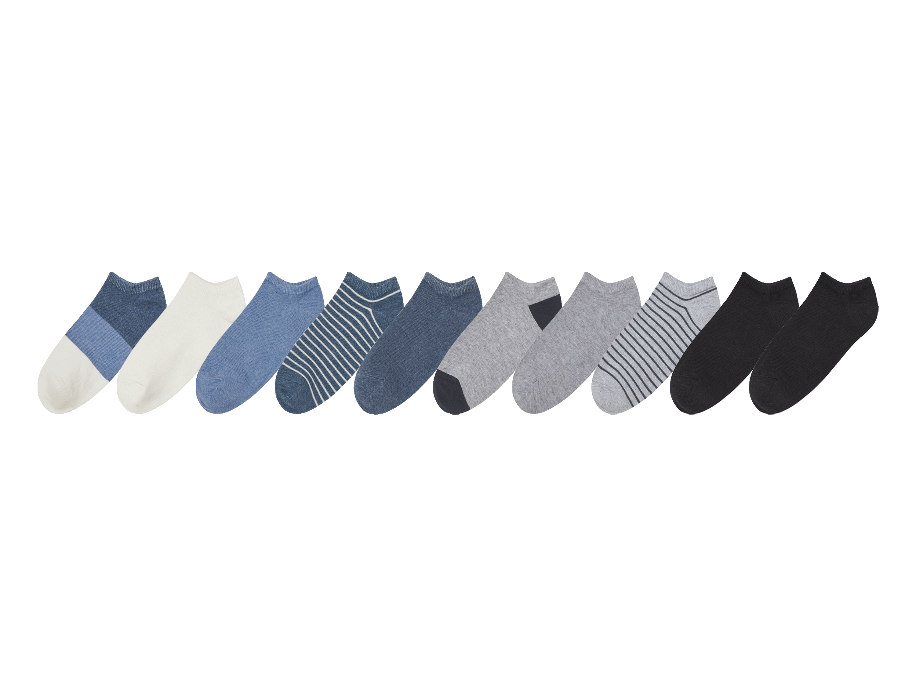 esmara® Dětské nízké ponožky s BIO bavlnou, 10 párů (bílá / modrá / šedá / navy modrá, 39/42)