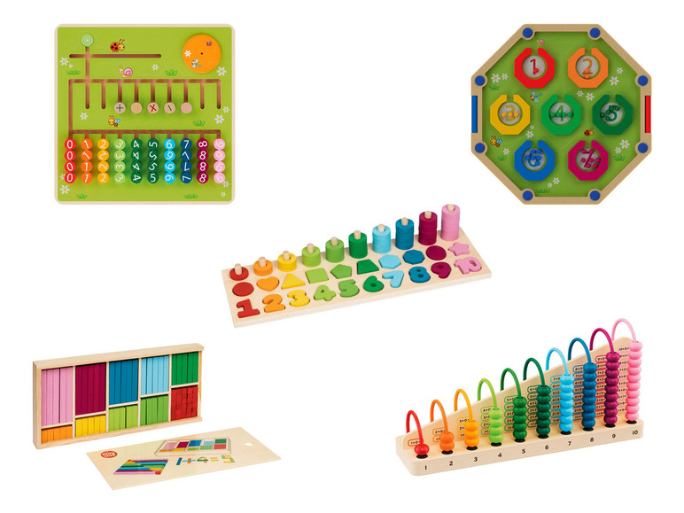  Zobrazit na celou obrazovku Playtive Dřevěná výuková hra Montessori - počítání - Obrázek 1
