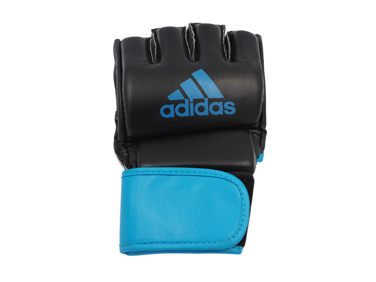 Černé Adidas tréninkové rukavice s modrými detaily.