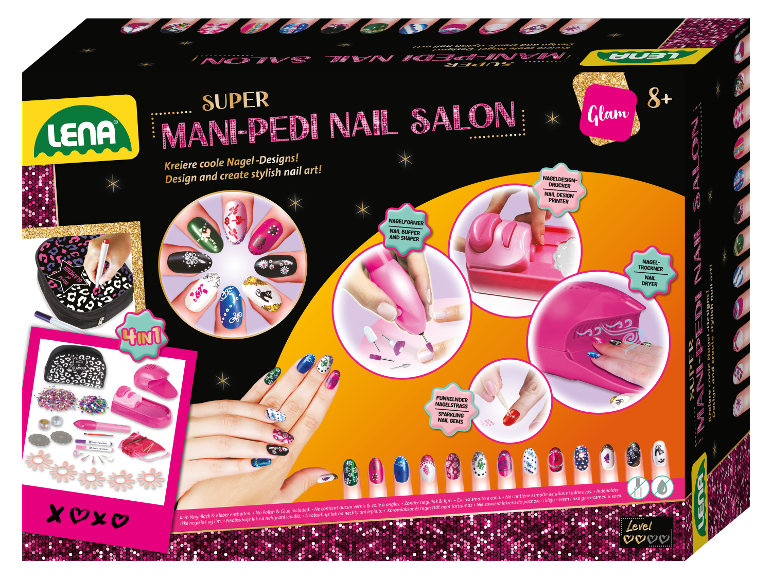 Lena Super Mani-Pedi Nail Salon: sada na manikúru a pedikúru s tiskárnou, pilníkem a sušičem.