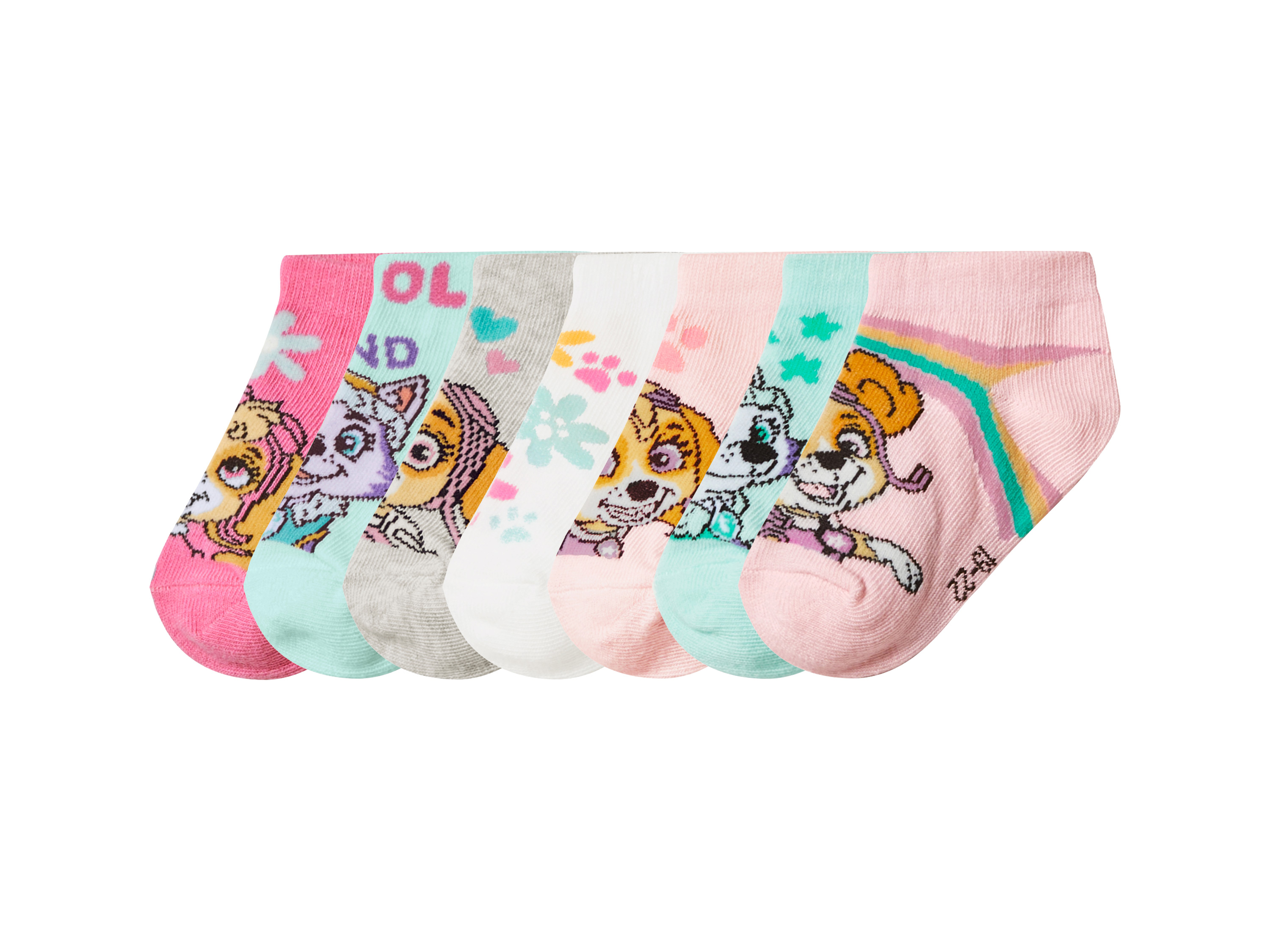 lupilu® Dětské ponožky, 7 párů (růžová/mátová/šedá/bílá/růžová, 19-22)
