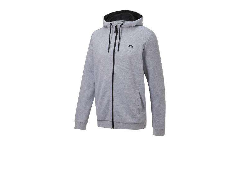 Šedá mikina na zip s kapucí.