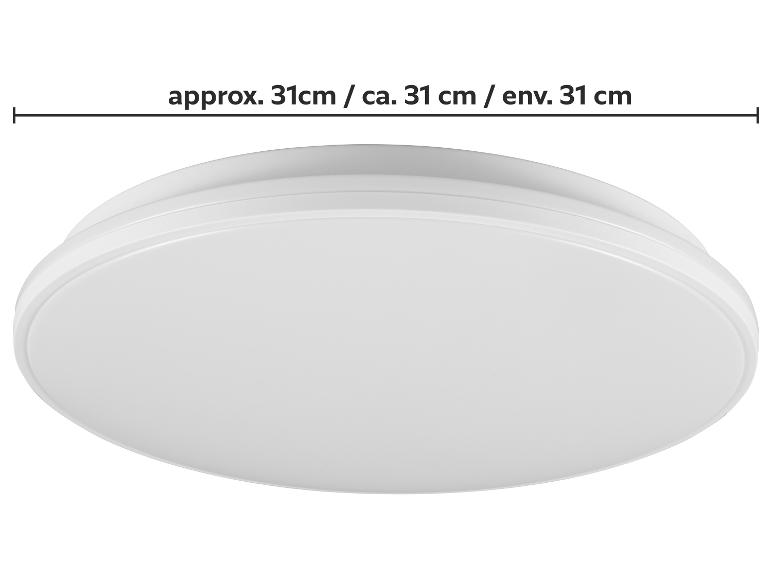 Bílé kulaté LED stropní svítidlo o průměru cca 31 cm.