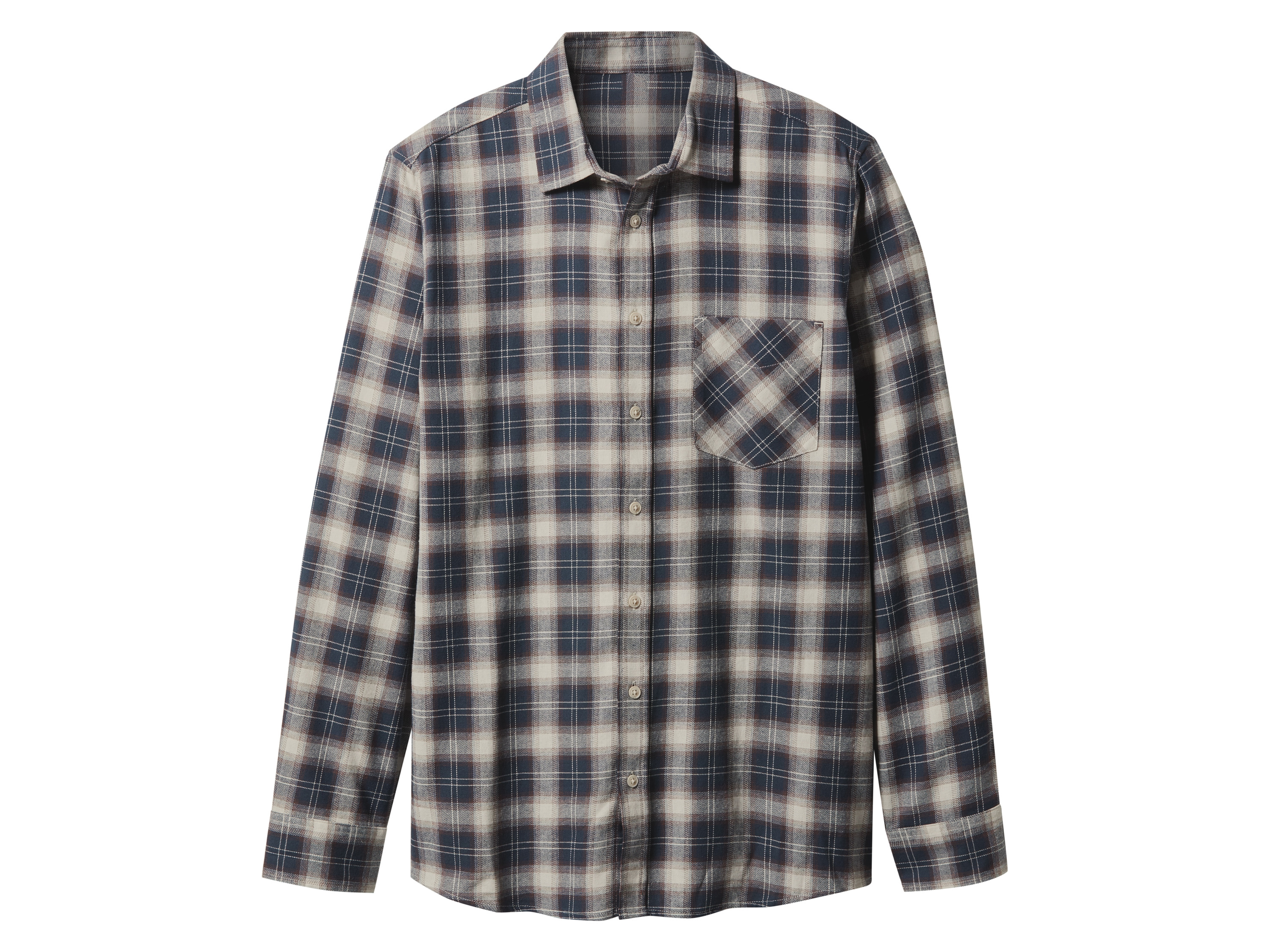 esmara Men Pánská flanelová košile (kostka / navy modrá / béžová, Xl(43/44))