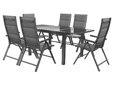 LIVARNO home Sada hliníkového zahradního nábytku s rozkládacím stolem a polstrovanými křesly Premium Toronto, 7dílná, antracitová