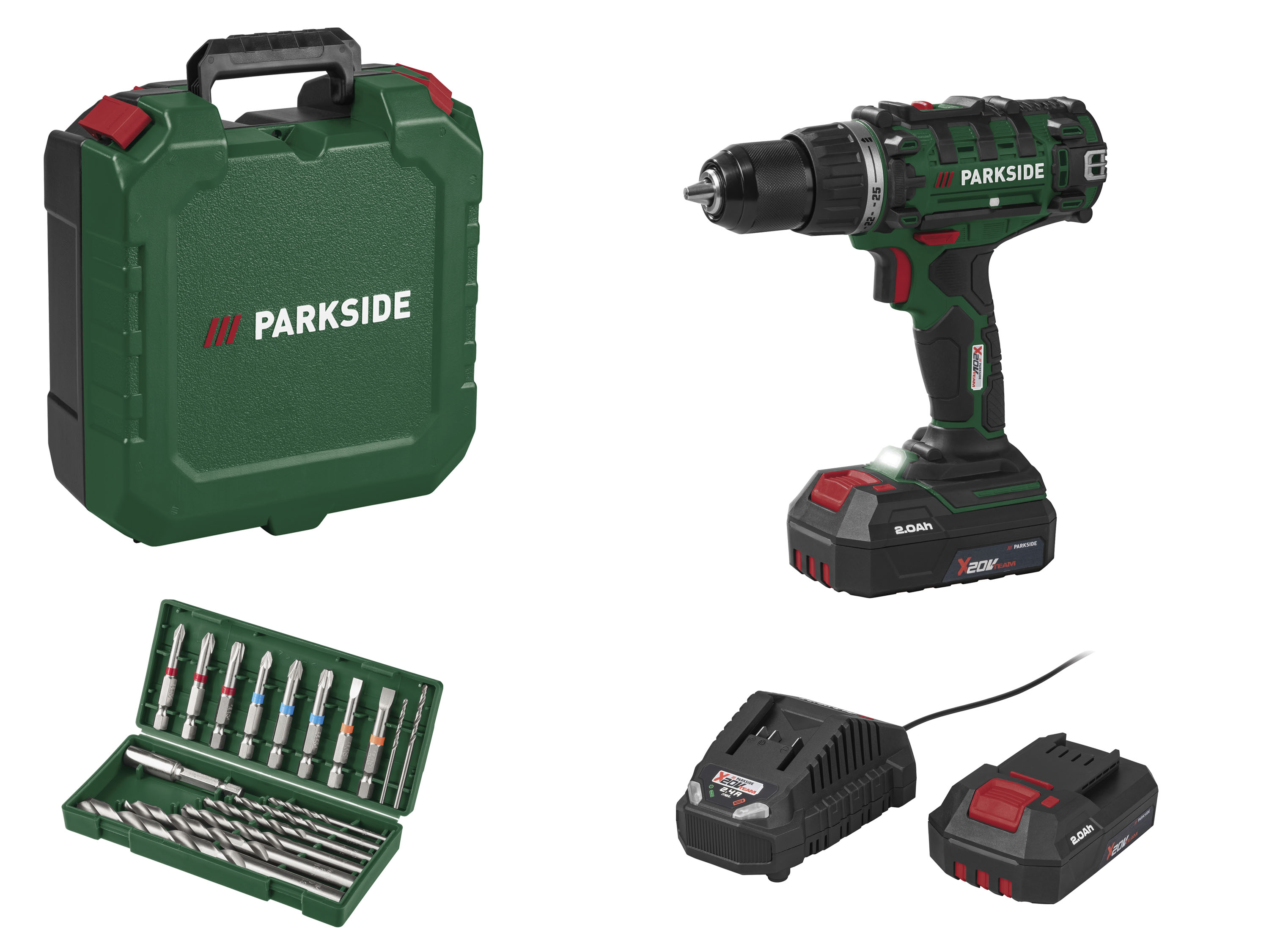 Parkside® Sada s aku vrtacím šroubovákem Pabs 20-Li I9