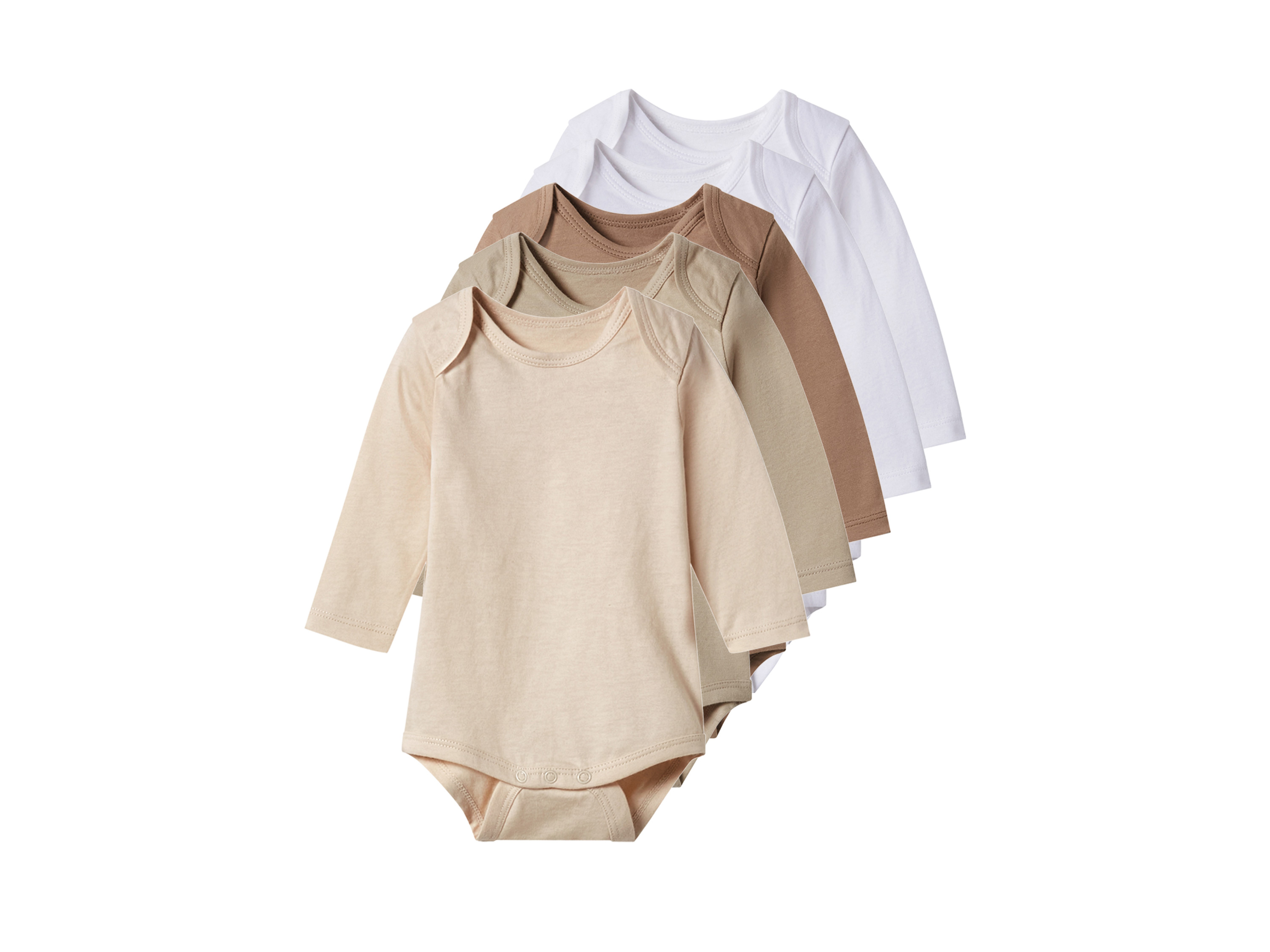 lupilu® Dětské body s BIO bavlnou, 5 kusů (hnědá/béžová/bílá, 74/80)