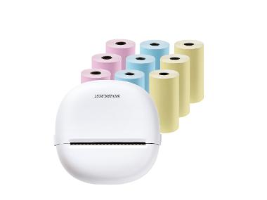 Sada mini kapesní tiskárny a fotopapíru pro kapesní mini tiskárnu, barevný, 9 kusů