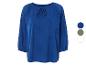 Modrá blůzka s 3/4 rukávy, vyšívané detaily a vzor paisley.
