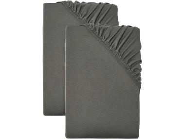 Sada žerzejových napínacích prostěradel, 90-100 x 200 cm, šedá, 2dílná