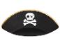 Černý pirátský klobouk s bílou lebkou a zkříženými hnáty