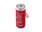 Červený přenosný reproduktor ve tvaru plechovky s nápisem 'Freeway Cola' a poutkem.