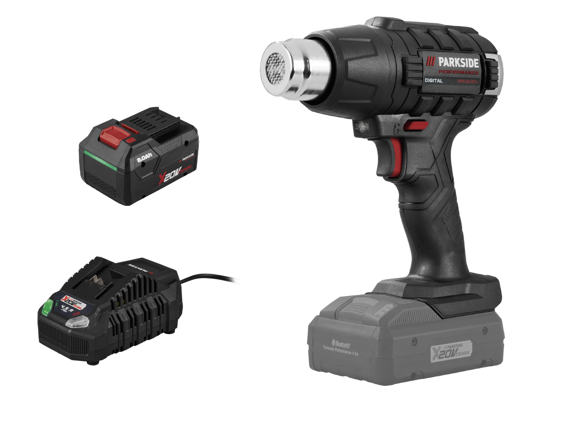 Parkside Performance® Aku horkovzdušná pistole Pphlga 20-Li B3, Smart 8 Ah