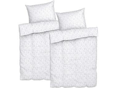 Sada ložního povlečení, 140 x 200 cm, 70 x 90 cm, listy/bílá/světle šedá, 2dílná