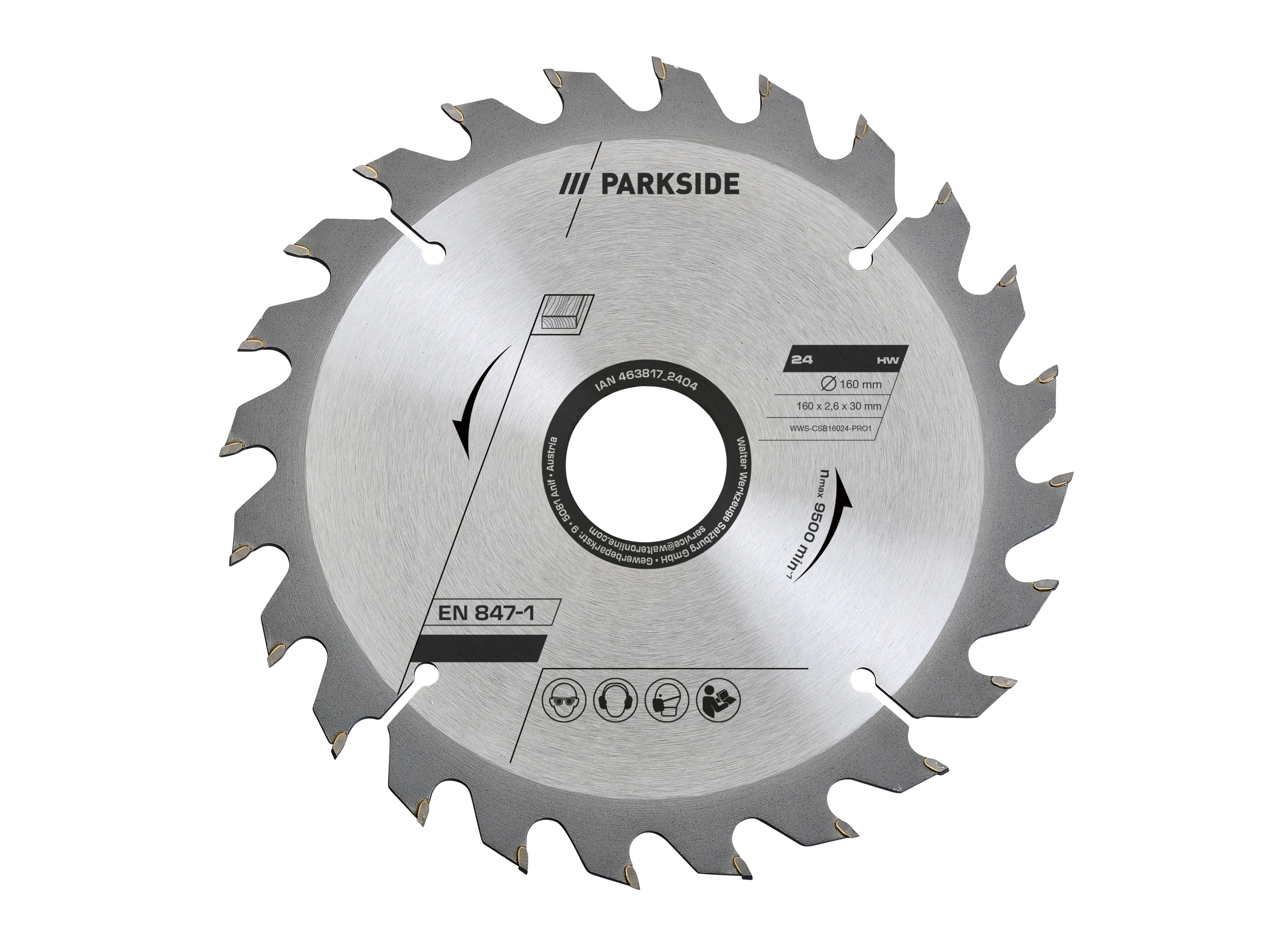 Parkside® Pilový kotouč, 160 mm (160 mm dřevo 24 zubů)