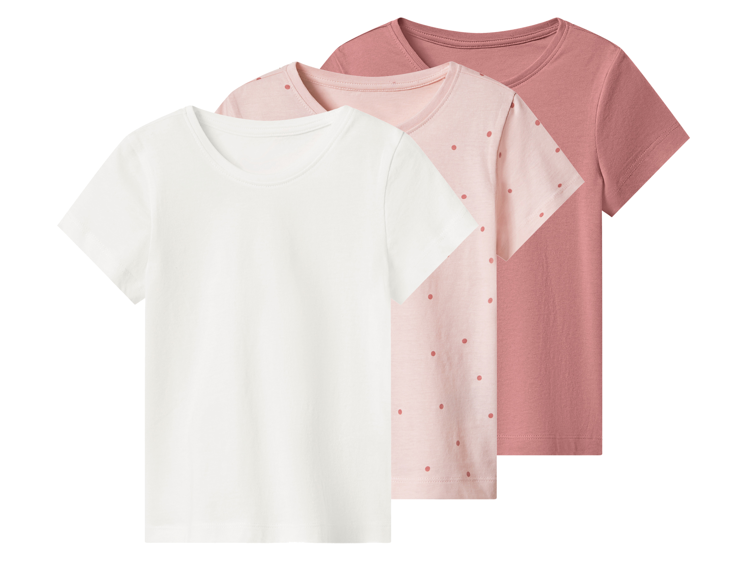 lupilu® Dětské triko, 3 kusy (bílá / růžová / světle růžová, 98/104)
