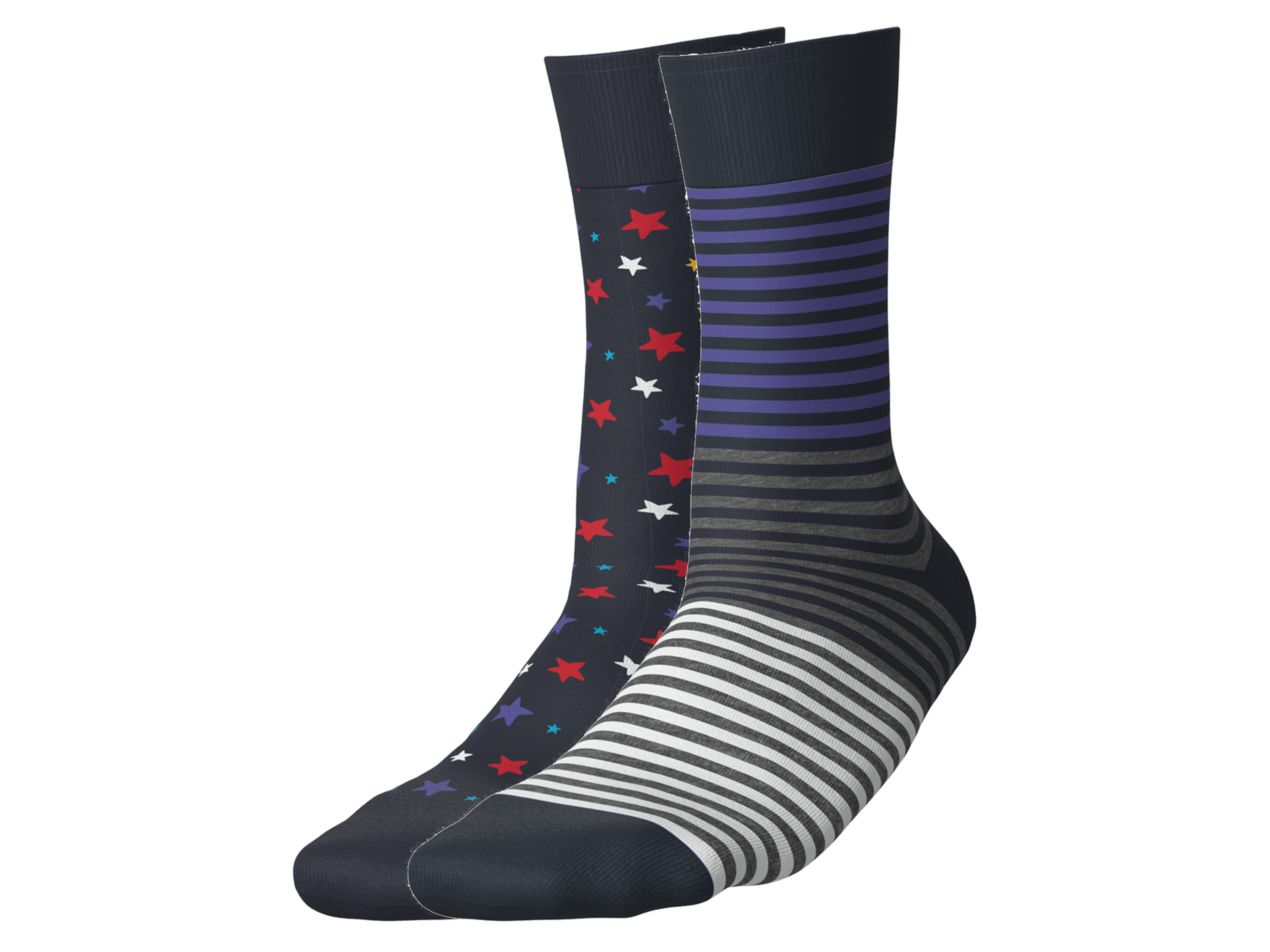 esmara® Dámské / Pánské ponožky, 2 páry (hvězdy/pruhy, 35-38)