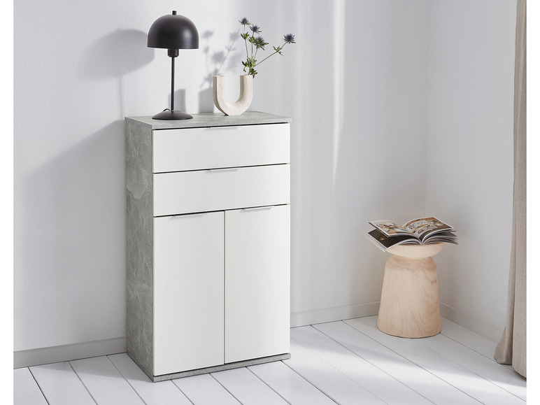  Zobrazit na celou obrazovku LIVARNO home Komoda, bílá/beton - Obrázek 2