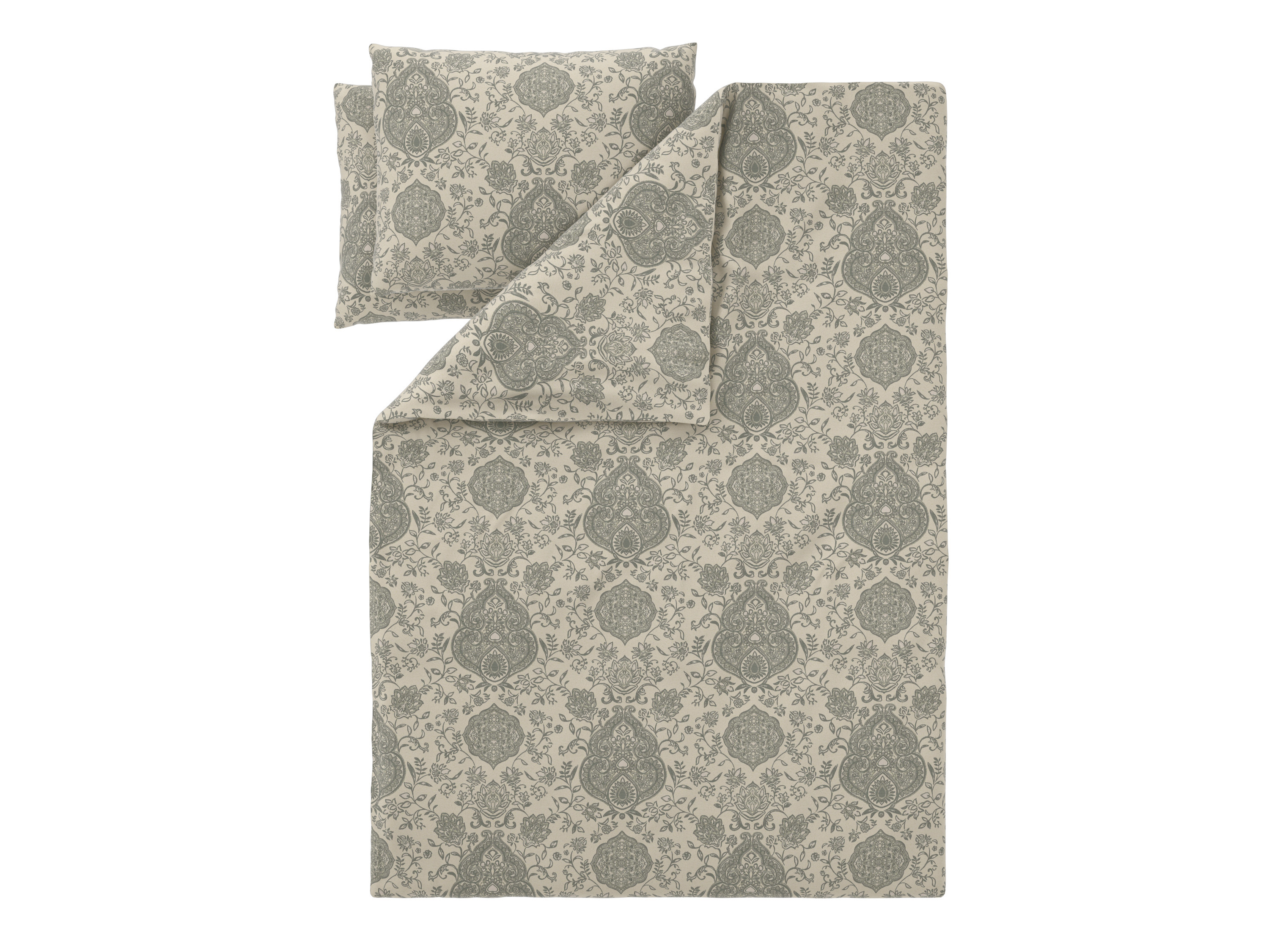 Livarno® Saténové ložní povlečení, 220 x 240 cm, 70 x 90 cm (krémová/šedá)