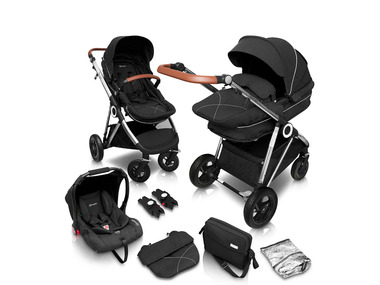 BabyGO Dětský kočárek 3 v 1 Halime Air, stříbrná/antracitová