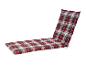 Červený a šedý kostkovaný polštář na lavičku se šňůrkou
