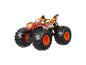 Oranžovo-černý monster truck hračka s tygřími pruhy a žraločími zuby