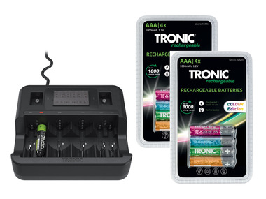 TRONIC® Sada univerzální nabíječky baterií TAL 1000 A1 a nabíjecích baterií Ni-MH Ready 2 Use Color, 9dílná