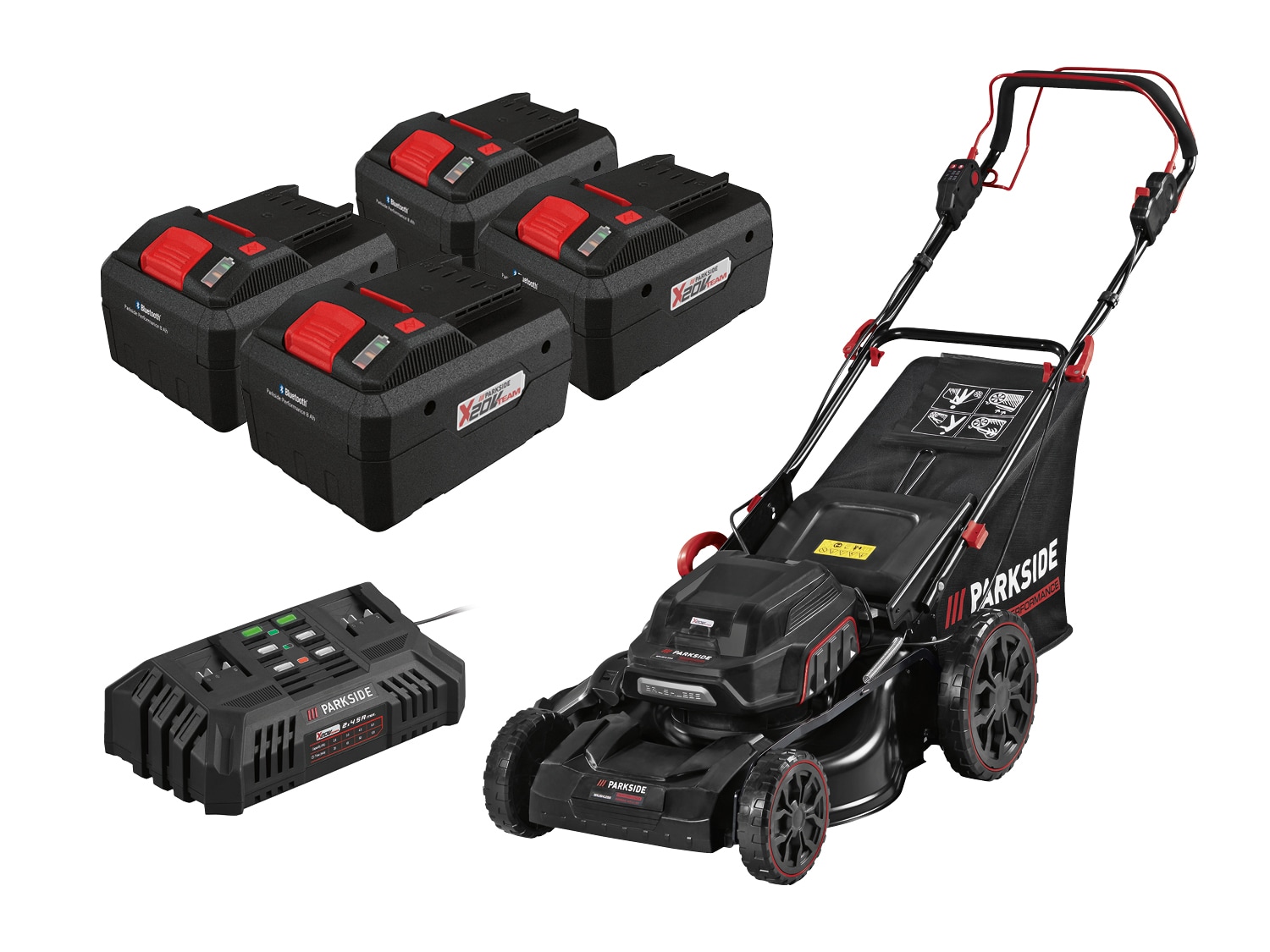 PARKSIDE PERFORMANCE® Aku sekačka na trávu PPRMA 40-Li A1, 4x Smart 8 Ah