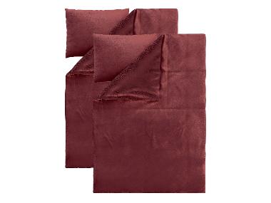 Sada plyšového ložního povlečení, 140 x 200 cm, 70 x 90 cm, červená, 2dílná
