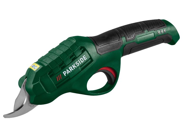Akumulátorové elektrické nůžky na větve PARKSIDE v zelené a černé barvě s červenou spouští