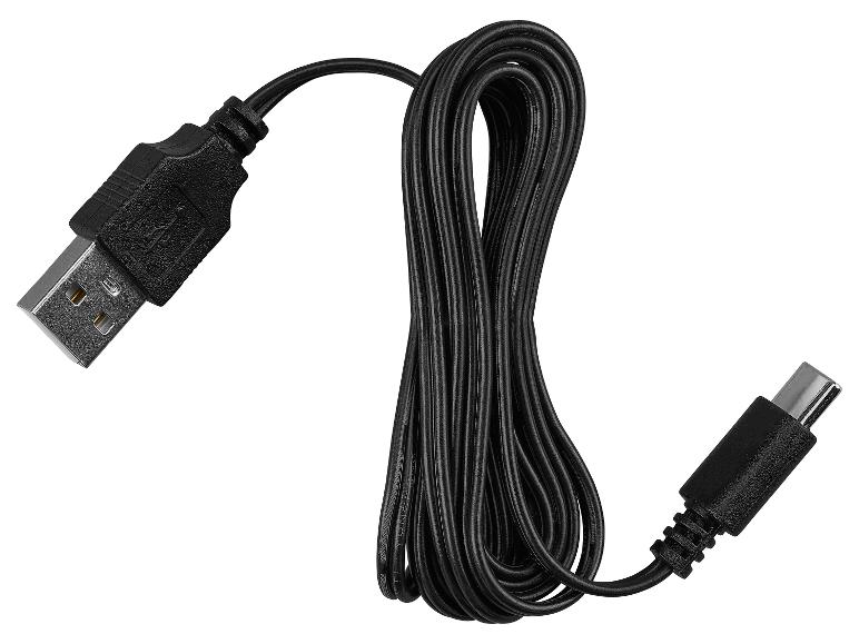 Černý USB kabel s konektory USB-A a Micro-USB.