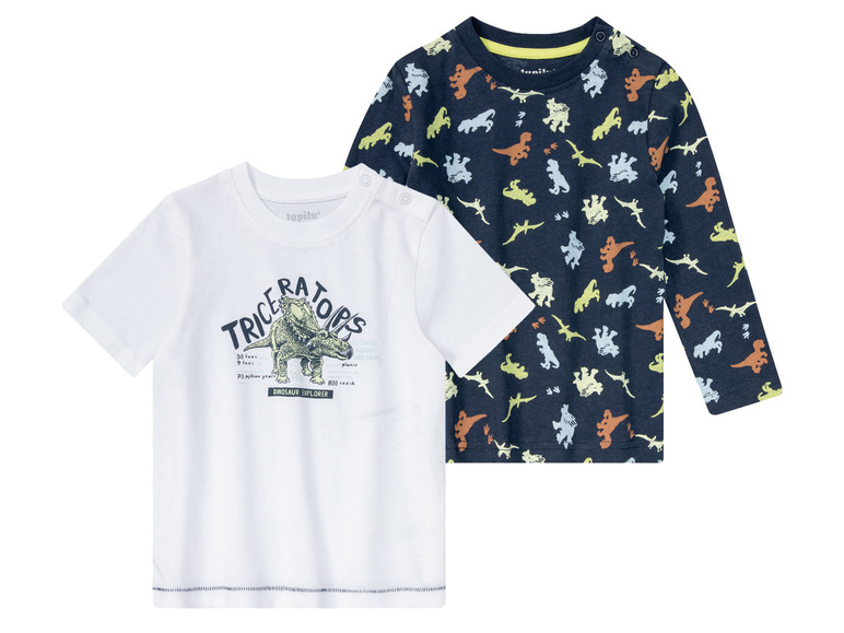 Dvě dětská trička s dinosaury