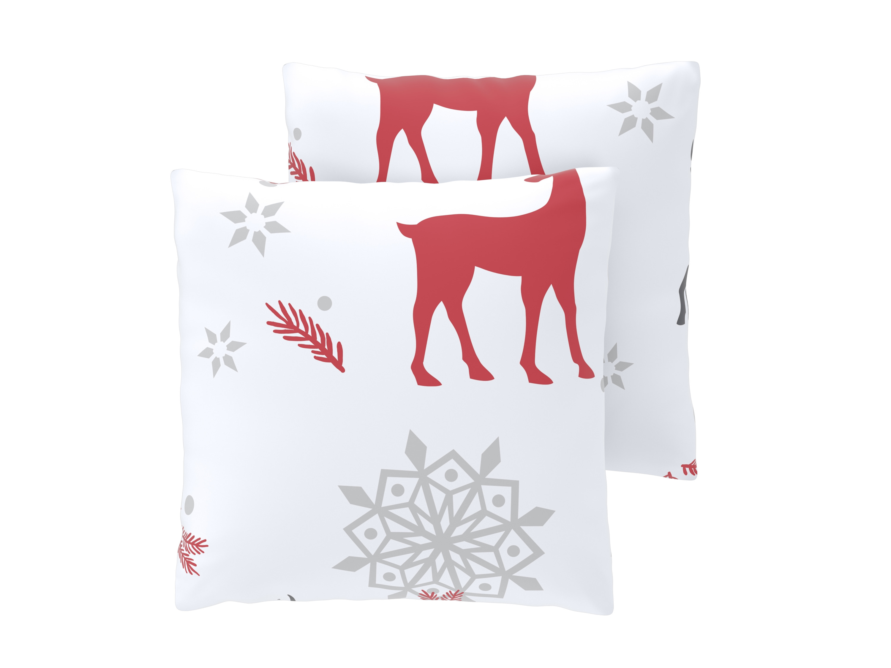 Livarno® Fleecový potah na polštář, 50 x 60 cm, 2 kusy (jeleni bílá)