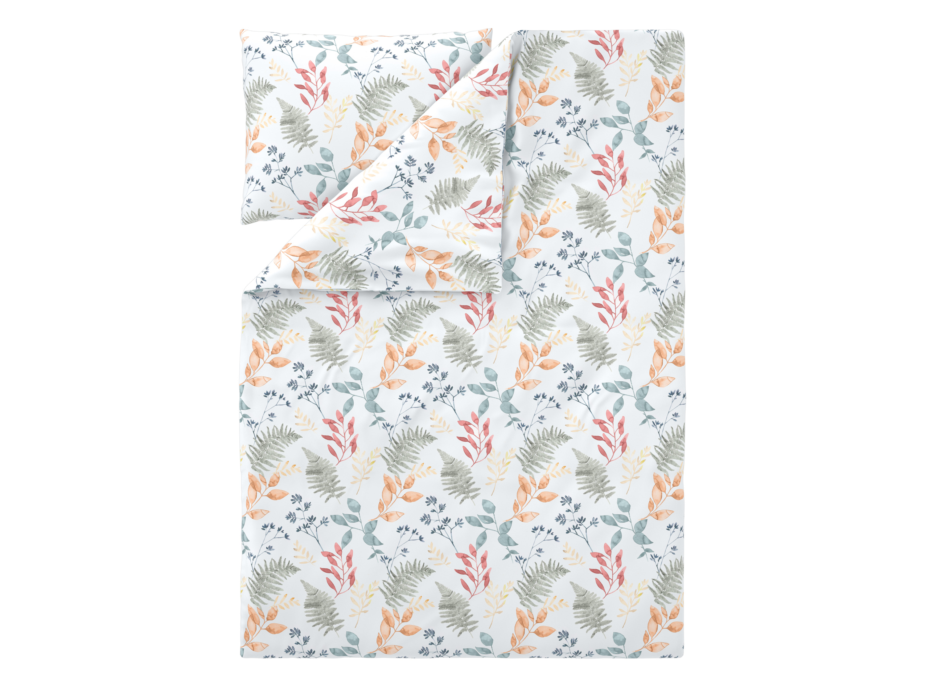 Livarno® Ložní povlečení z mikrovláknitého saténu, 140 x 200 cm, 70 x 90 cm (listy/bílá)