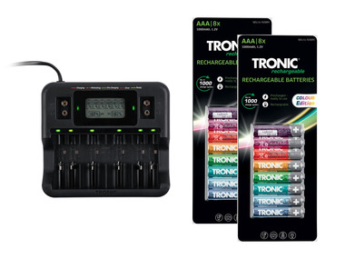 TRONIC® Sada nabíječky a nabíjecích baterií AAA, 9dílná
