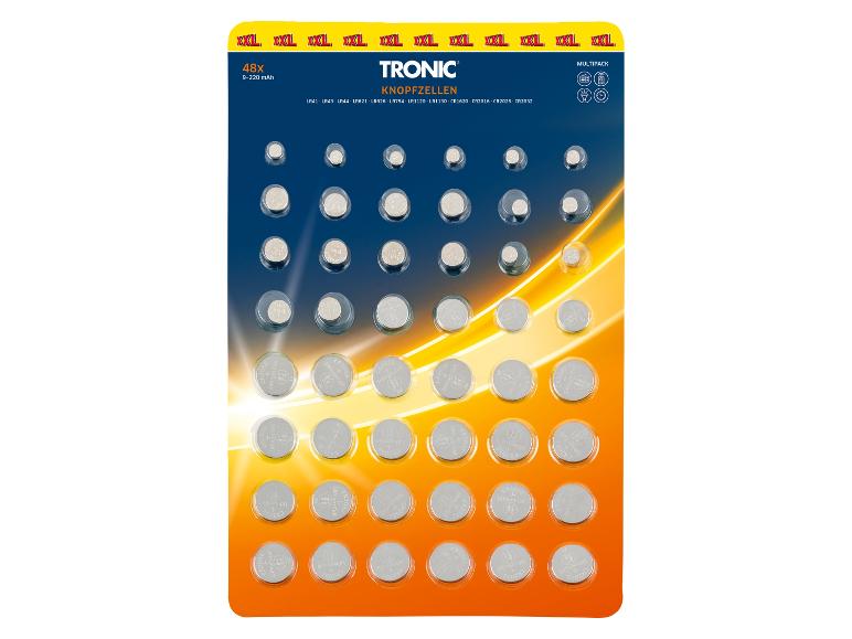 48 knoflíkových baterií TRONIC v různých velikostech
