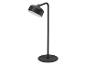 Černá stojací lampa s kovovou základnou a hlavou s tlačítkem napájení