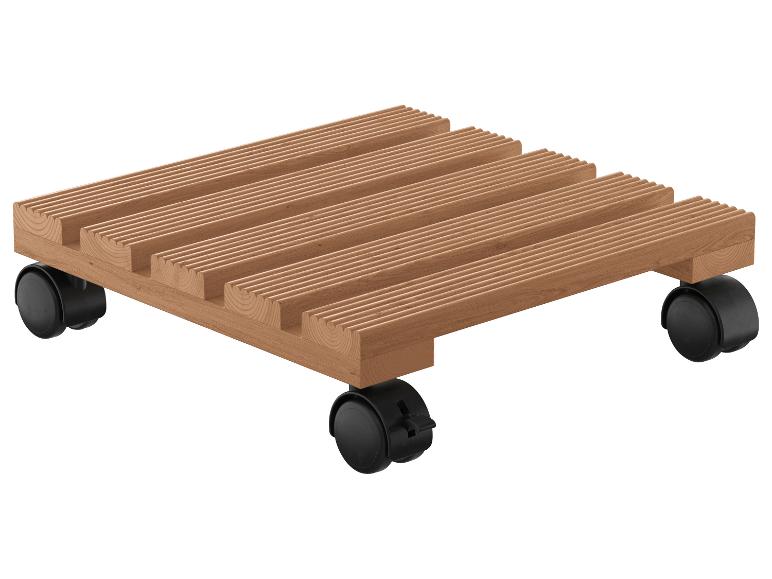 Dřevěný stolek na kolečkách pro rostliny.
