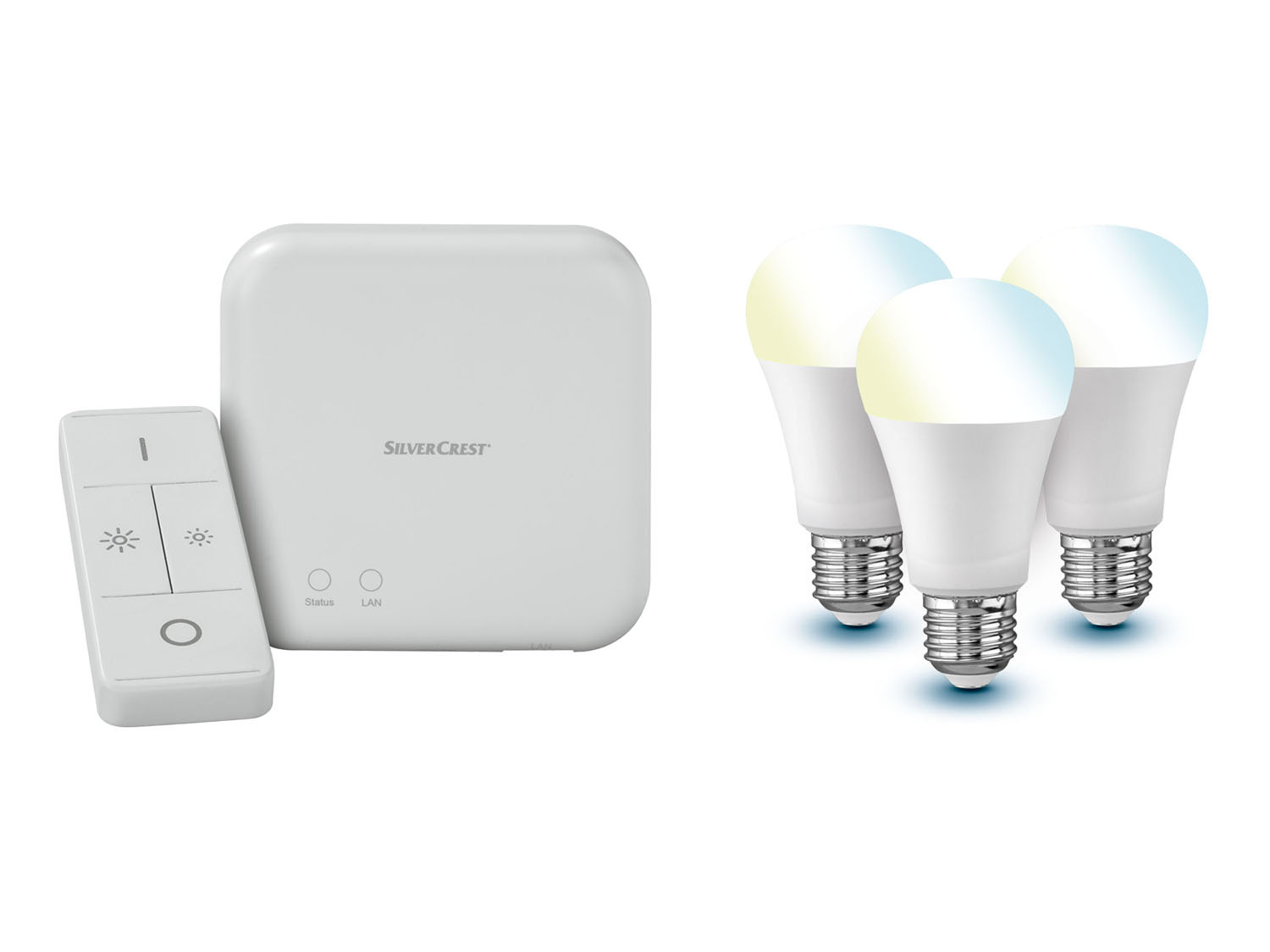 Livarno home Zigbee 3.0 Smart Home Starter Kit Gateway, 3x žárovka s úpravou tónu světla a dálkové ovládání