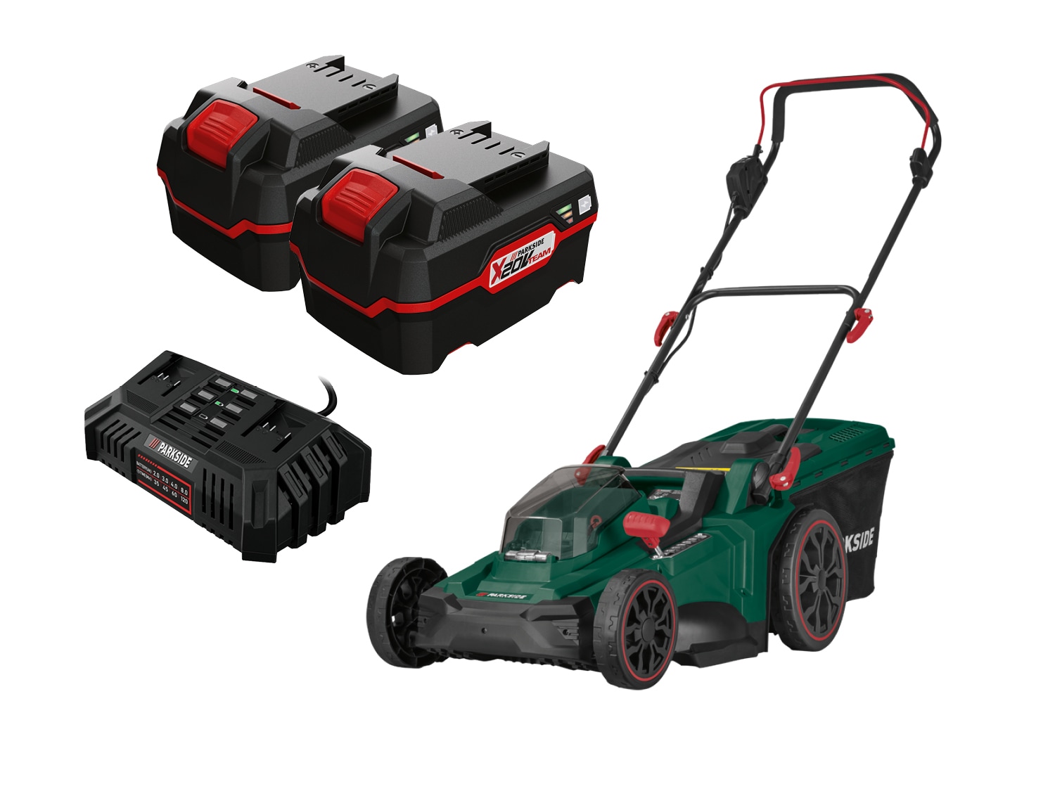 PARKSIDE® Aku sekačka na trávu PRMA 40-Li B3, 2x 4 Ah